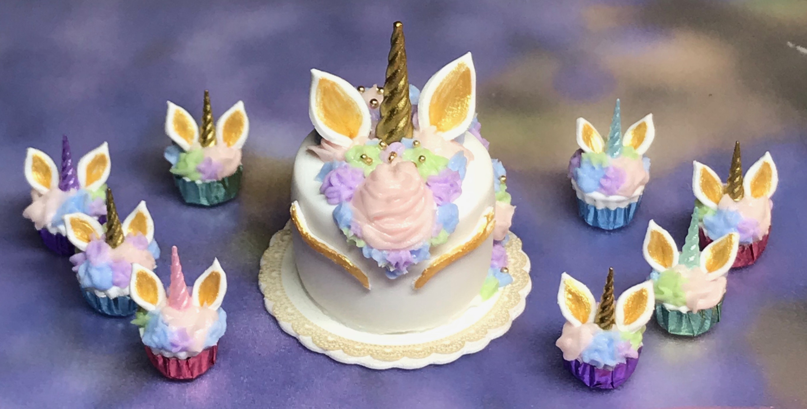 112 Magical Unicorn Cake and Cupcake Kit Stewart Dollhouse Creations